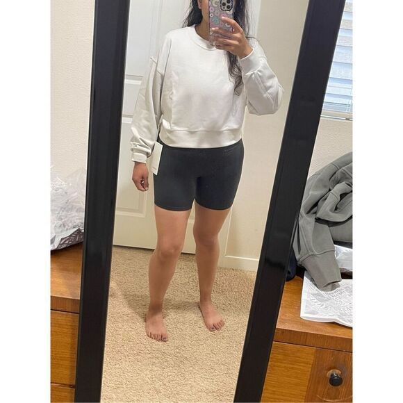 Lululemon Softstreme Perfectly Oversized Cropped Crew White Opal - Picture 4 of 9